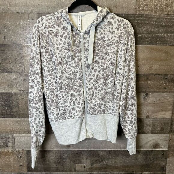 Athleta Tops - Athleta balance printed Gray Floral Zip Up Hoodie small